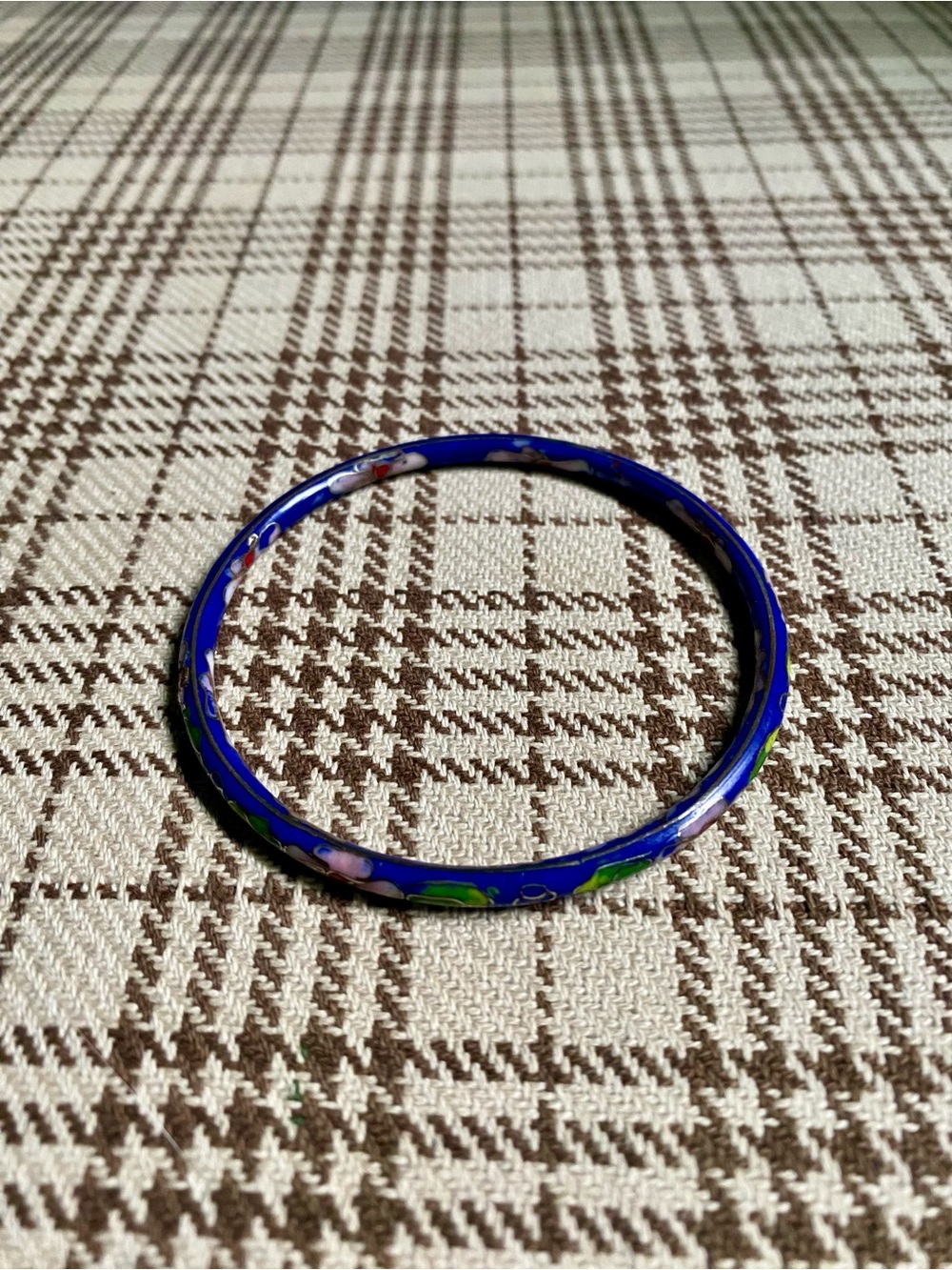 Blue Cloisonnรฉ Floral Enamel Bangle Bracelet
